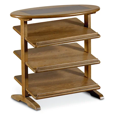 Oval-Top Magazine Stand with 3 Tilted Shelves